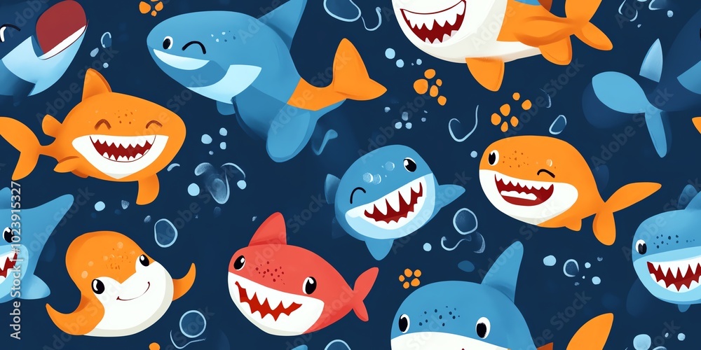 Cute shark pattern background Cute shark pattern background