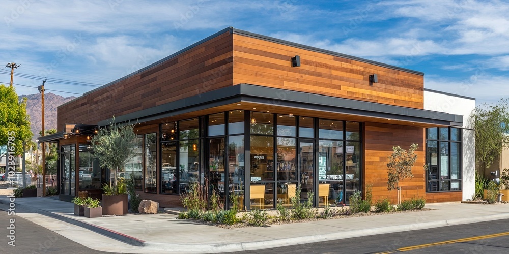 Obraz premium local small business exterior, modern,
