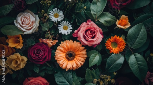 Vibrant Floral Arrangement on Dark Background