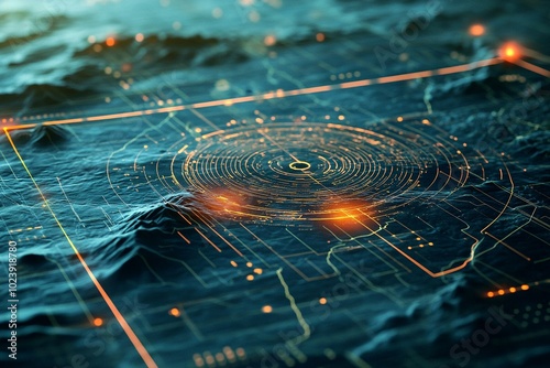 Digital radar technology, terrain mapping, advanced communication system, futuristic innovation
