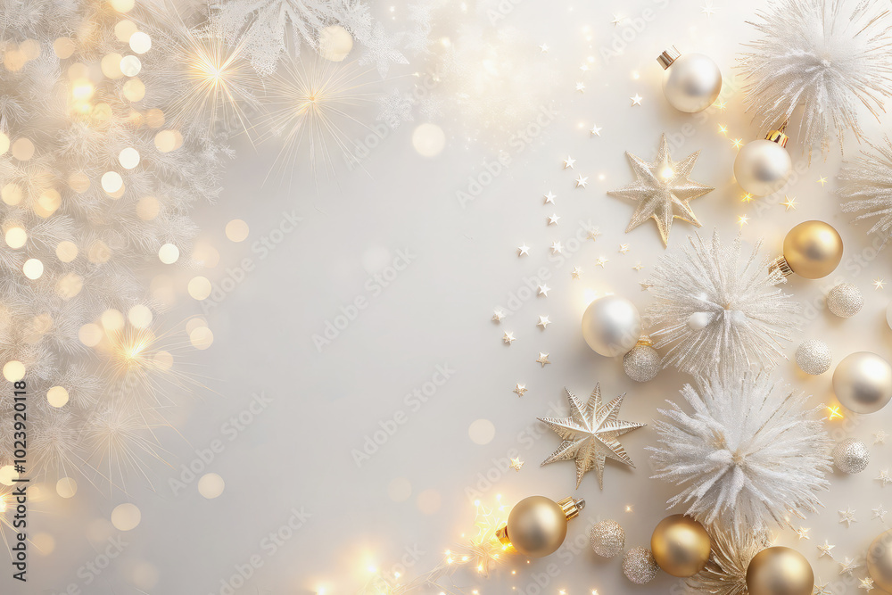 Christmas background. New Year's background for text. Banner, background for greeting letter. Christmas tree toys and bokeh of delicate golden colors Christmas background. New Year's background for text. Banner, background for greeting letter. Christmas tree toys and bokeh of delicate golden colors