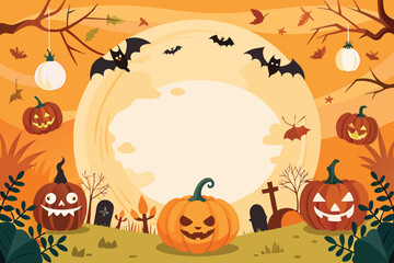 Crédence de cuisine  Halloween Pumpkin Bats Moon Night Background  © Abubakar