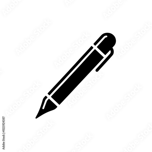 Pen vector illustration isolated - Sleek ballpoint pen design for office supplies, stationery, or educational branding
