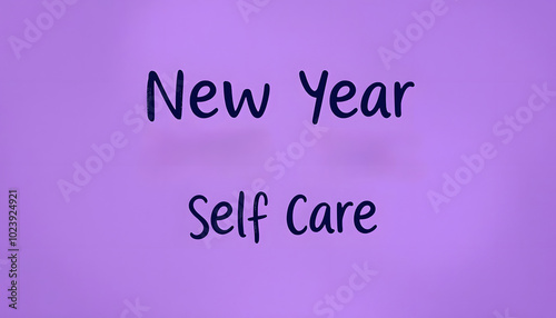 New Year Self Care Quote against Purple Grunge Backdrop isolated with white highlights, png photo