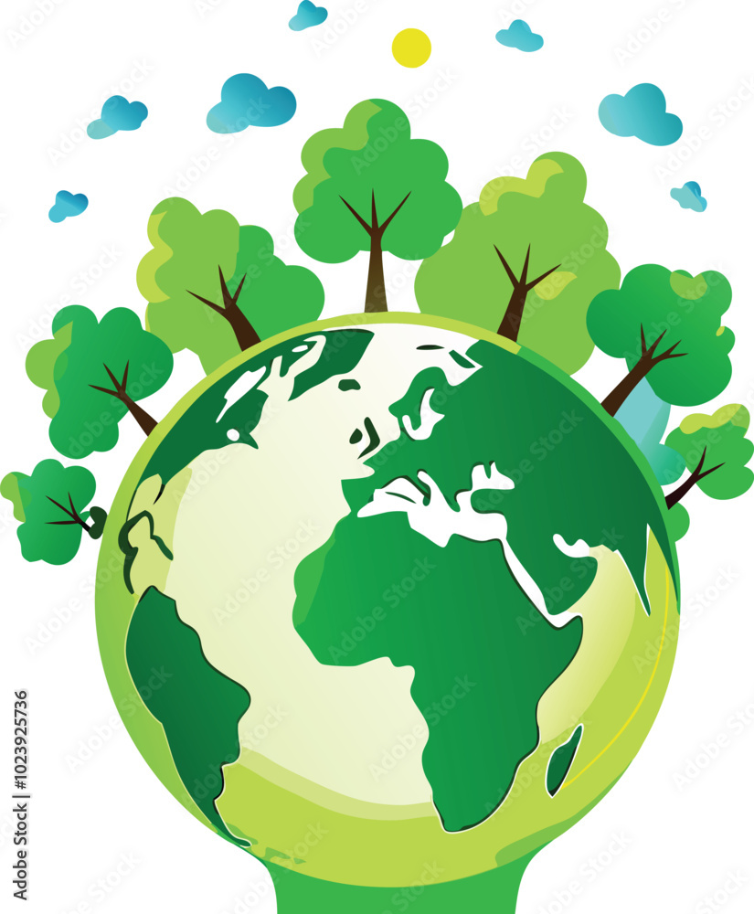 Green Earth Lightbulb Concept Illustration Green Earth Lightbulb Concept Illustration