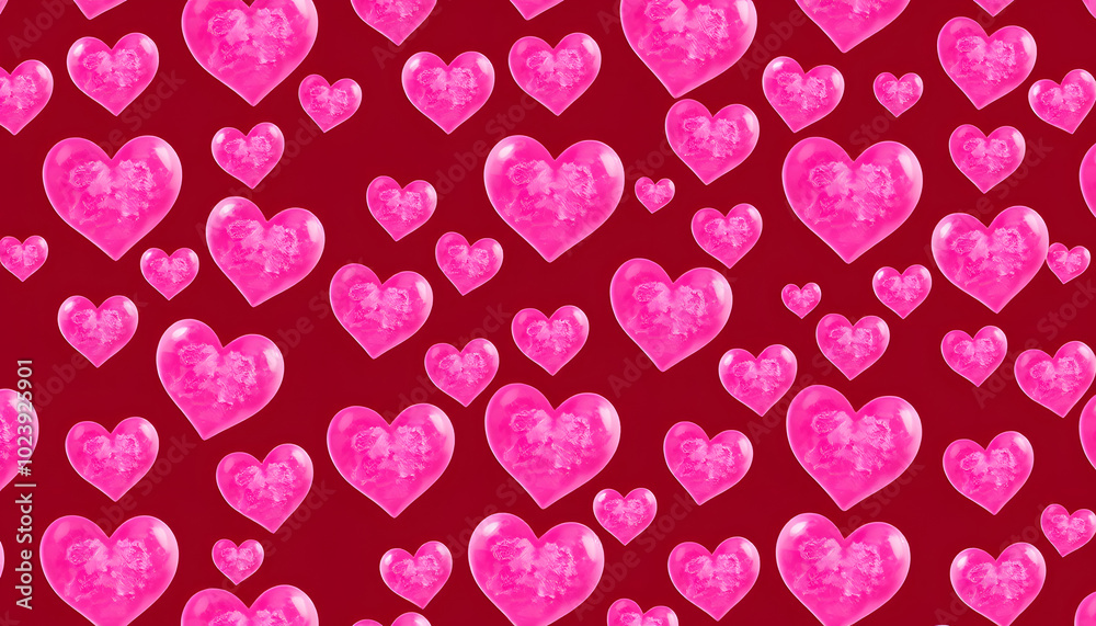 Fototapeta premium pattern of pink hearts. valentine's day concept isolated with white highlights, png