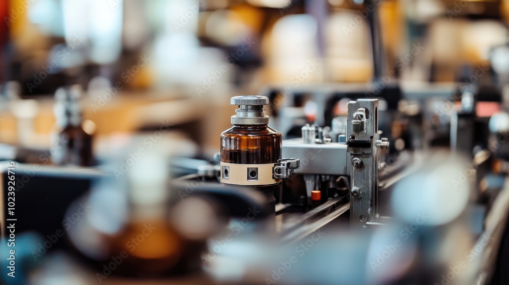Industrial Packaging of Glass Bottles in Production Line Industrial Packaging of Glass Bottles in Production Line