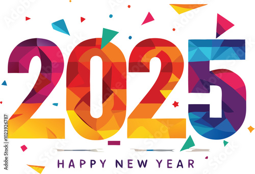 2025 Happy New Year Colorful Geometric Design