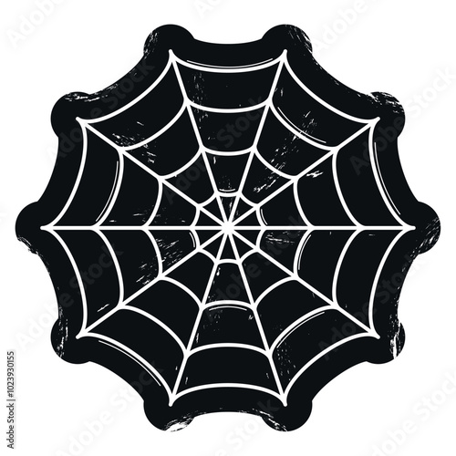 Halloween spider web in black with grunge texture Vector