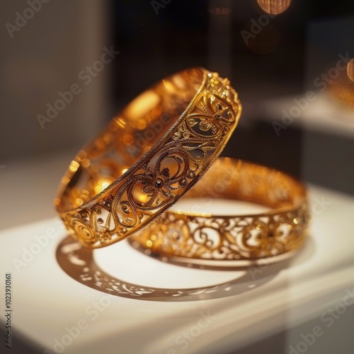 Gold Bangles Closeup.