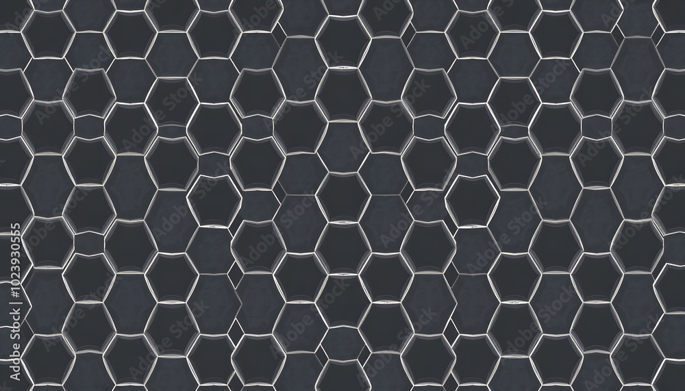 Gray hexagon pattern isolated with white highlights, png Gray hexagon pattern isolated with white highlights, png