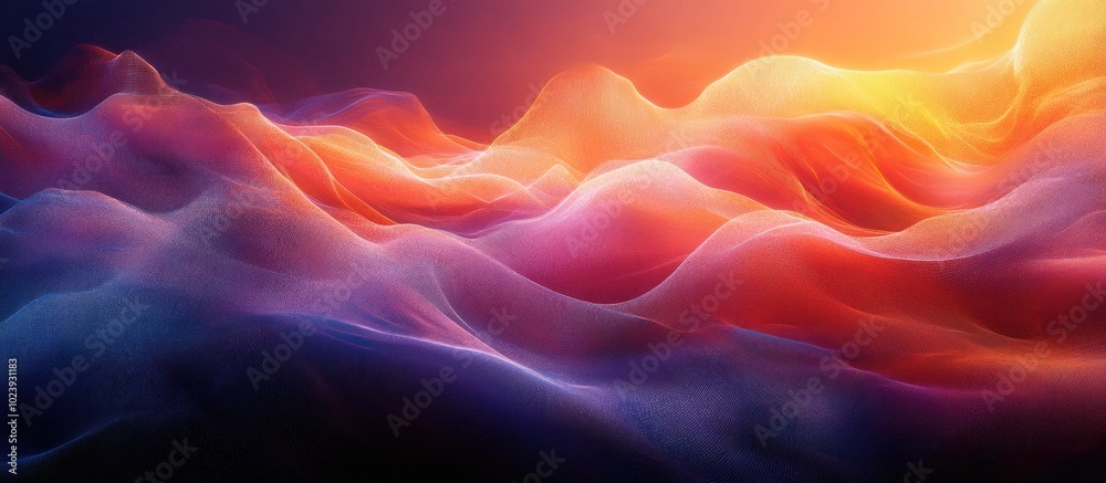 Abstract background with colorful, flowing waves in a sunrise color palette. Abstract background with colorful, flowing waves in a sunrise color palette.