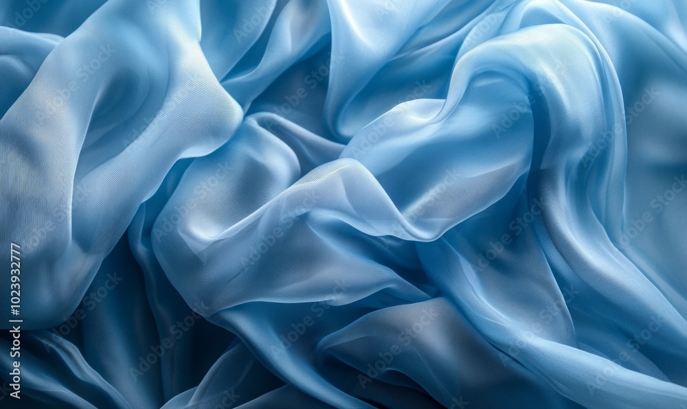Fototapeta premium Abstract blue background with layers of silk folded drapery