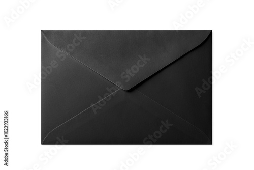 Black paper envelope mockup isolated on a transparent background, PNG. High resolution.  photo