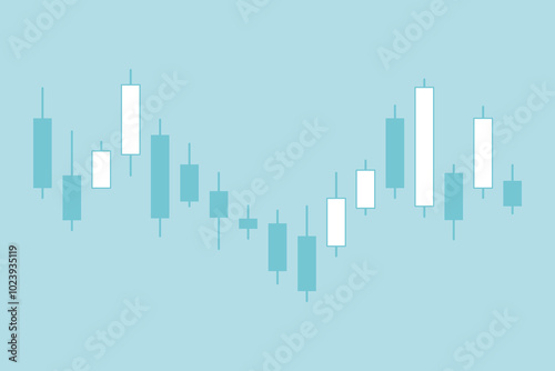 青い背景色のFXのローソク足チャートのベクターイラスト画像