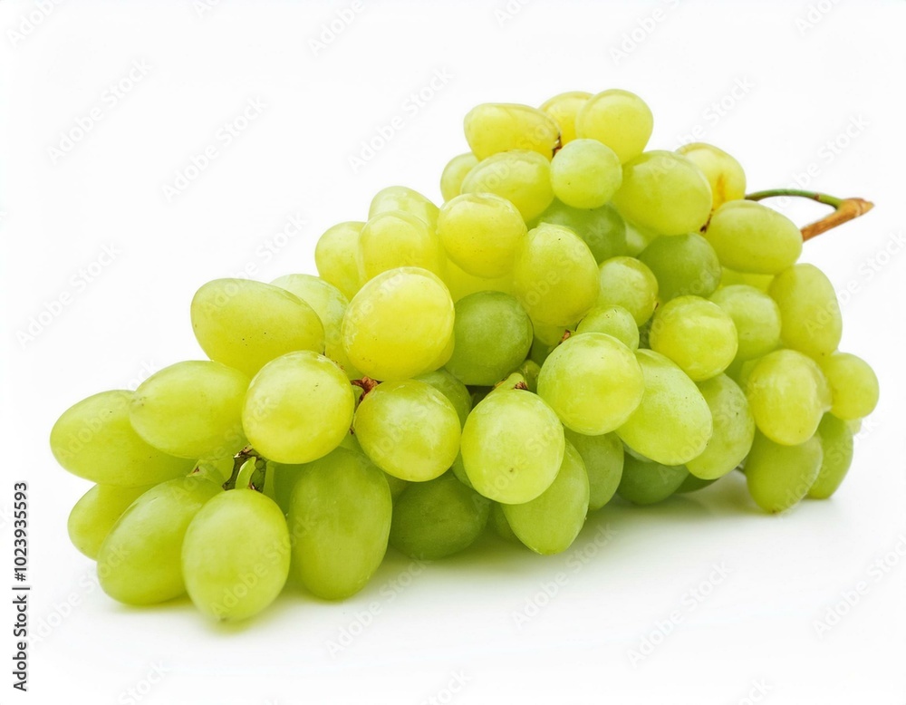Ripe juicy sweet green grapes bunch isolated on white background Ripe juicy sweet green grapes bunch isolated on white background