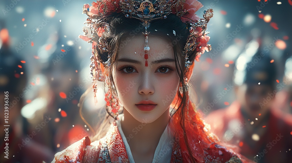 Beautiful Woman in Traditional Chinese Dress