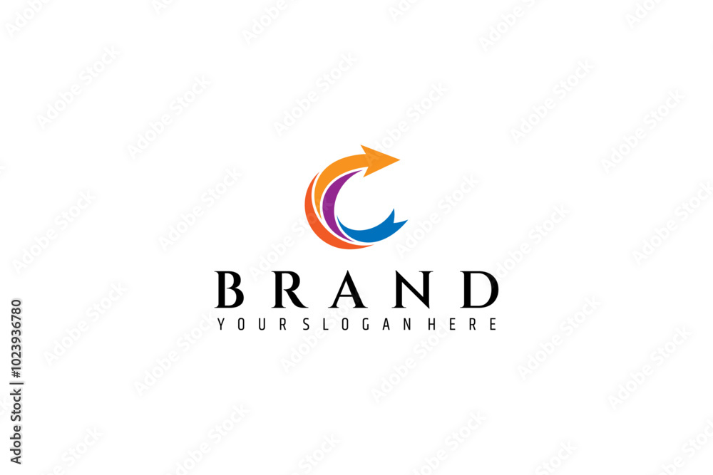 C letter logo with arrow combination in colorful flat design style C letter logo with arrow combination in colorful flat design style
