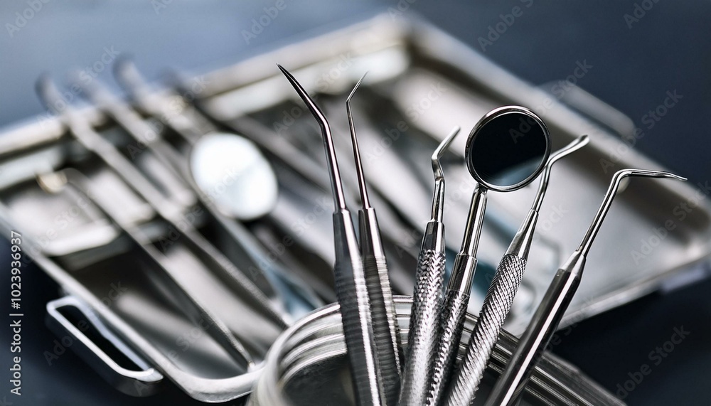Close up on dentist instruments Close up on dentist instruments