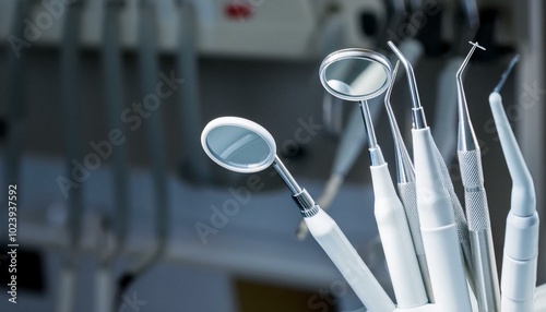 Close up on dentist instruments  photo