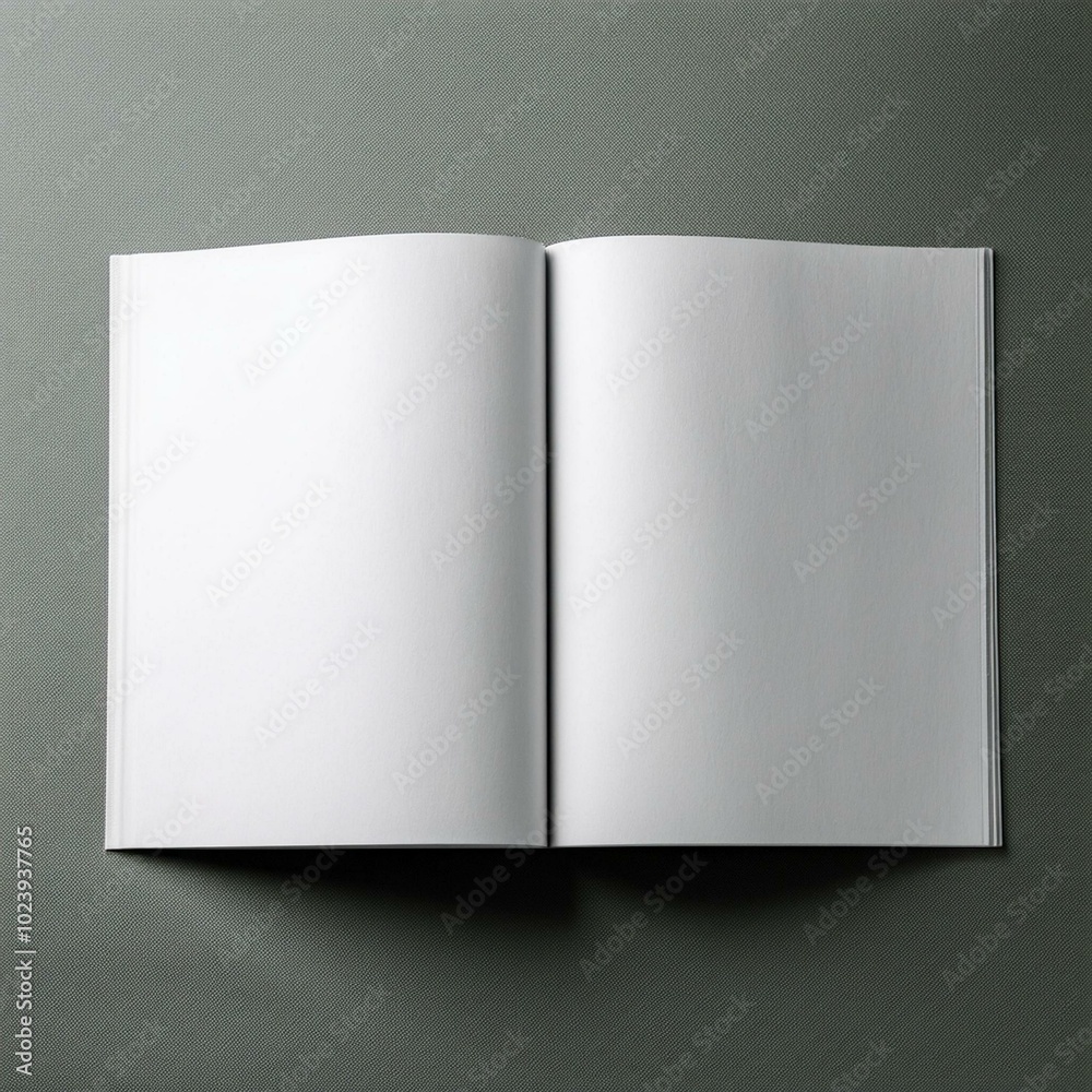 Open magazine with blank page on black background. Mockup for design Open magazine with blank page on black background. Mockup for design