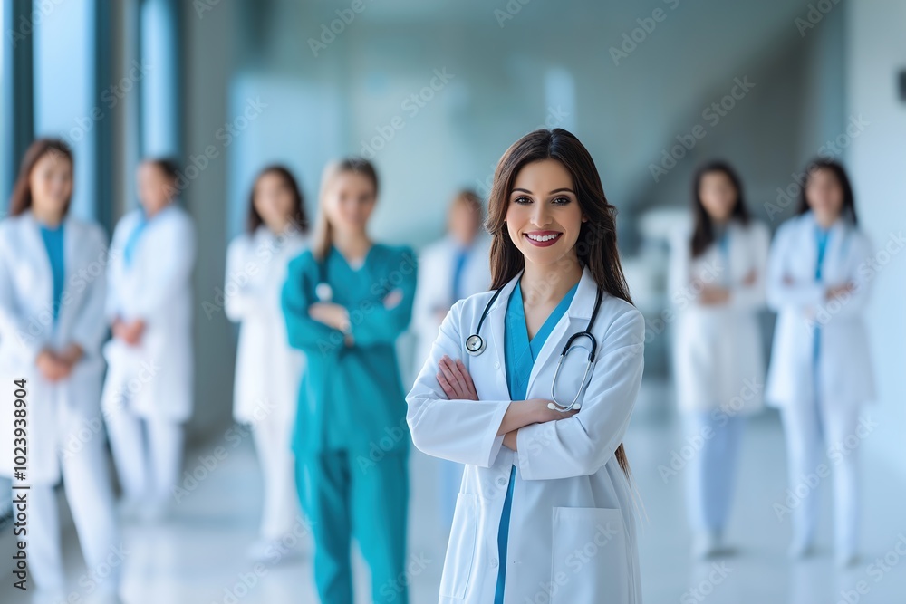 A professional medical team collaborates in a clinic room, dedicated to delivering exceptional patient care and support, Medical clinics advertising A professional medical team collaborates in a clinic room, dedicated to delivering exceptional patient care and support, Medical clinics advertising