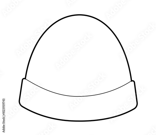 Beanie Hat. Knitted Winter Head Fashion accessory cap clothing technical illustration. Vector headgear for Men, women, unisex style, flat template CAD mockup sketch outline isolated
