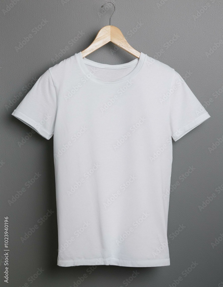 White t shirt mockup, front view on grey background White t shirt mockup, front view on grey background