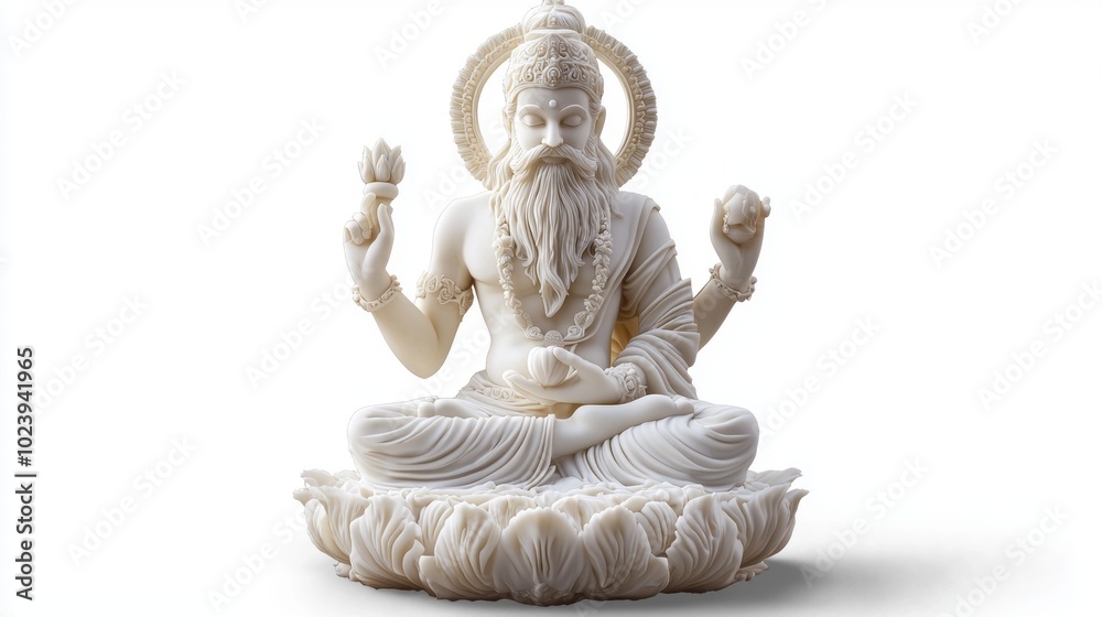 likeness of Shiva Purana a significant figure in indian mythology showcases a serene expression while sitting poised on a lotus. The craftsmanship emphasizes strength and wisdom. likeness of Shiva Purana a significant figure in indian mythology showcases a serene expression while sitting poised on a lotus. The craftsmanship emphasizes strength and wisdom.