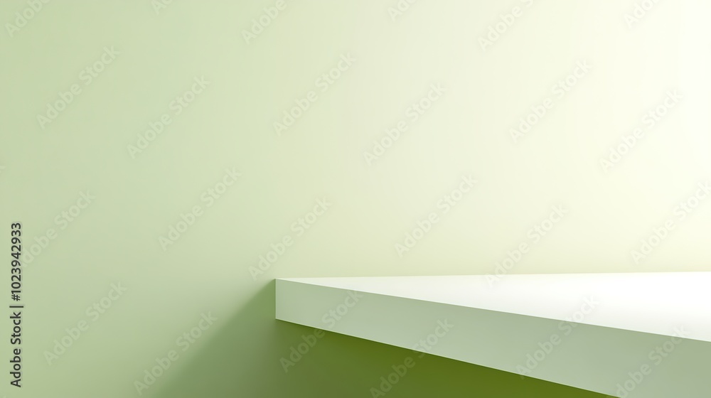 Fototapeta premium Stylish White and Mint Green Abstract Background for Product Displays, Featuring Minimalist Flat Lay Composition with Geometric Shapes, Ideal for Modern Mockup Designs