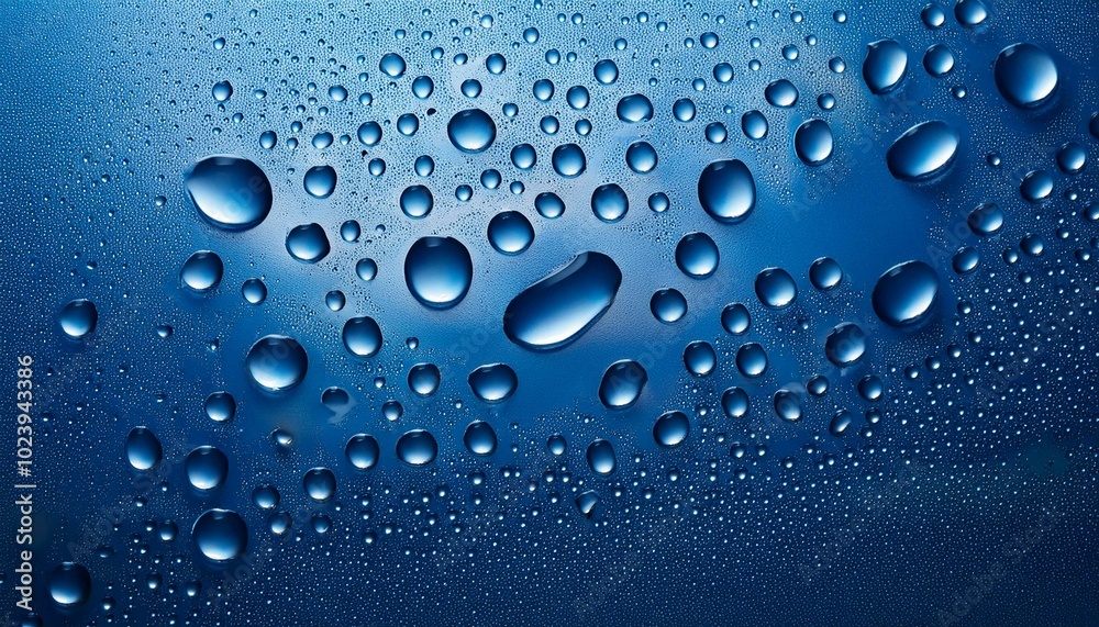 Drops of water on blue surface. Drops of water on blue surface.