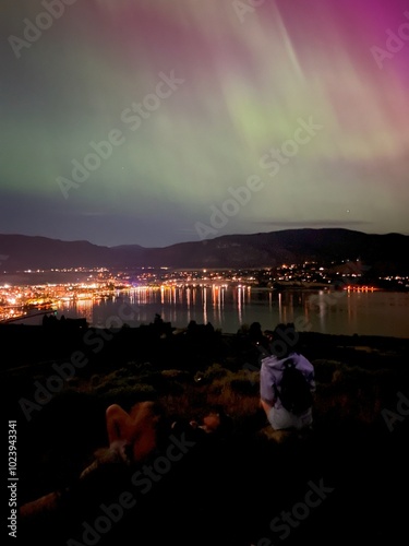 northern lights over mountains