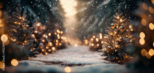 Enchanted pine forest wallpaper background 003