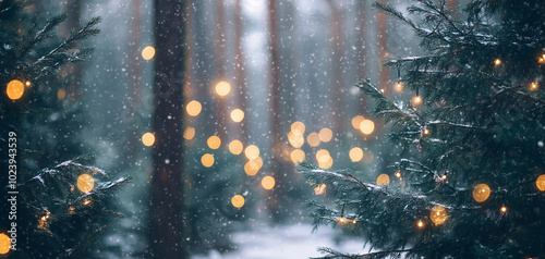 Enchanted pine forest wallpaper background 002