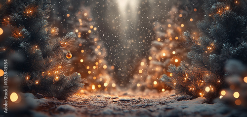 Enchanted pine forest wallpaper background 007