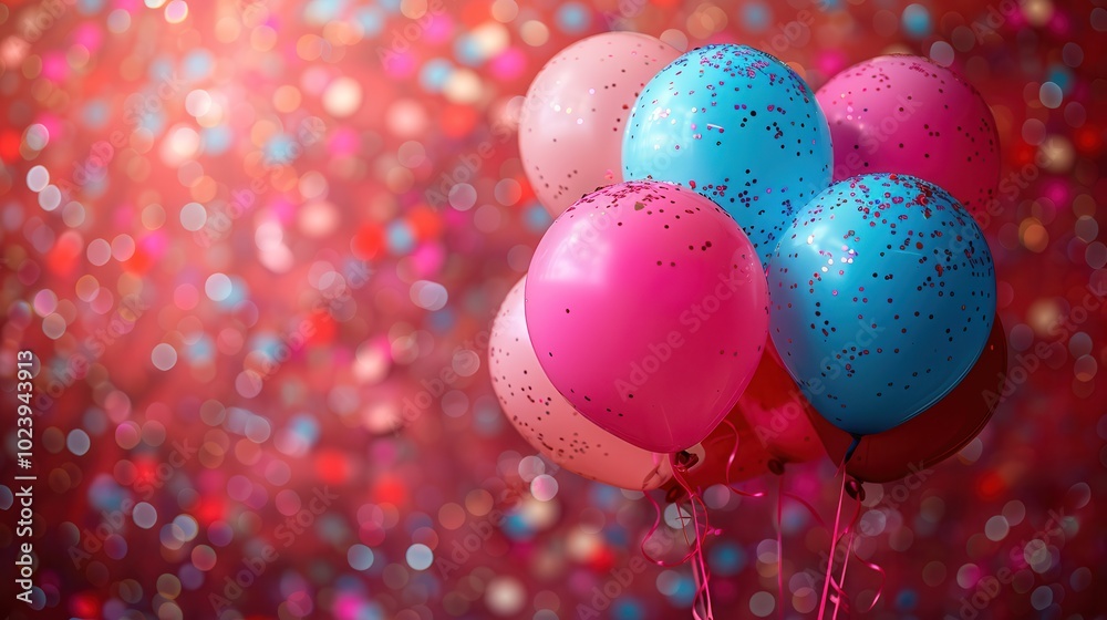 Colorful Balloons with Glitter on a Bright Background Colorful Balloons with Glitter on a Bright Background