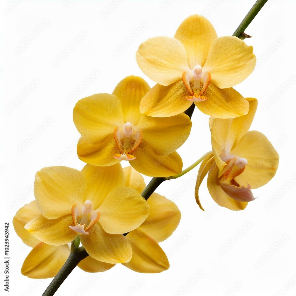 Branch of yellow orchid flowers isolated on transparent Branch of yellow orchid flowers isolated on transparent