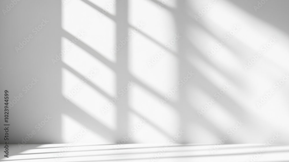 A white room with a window and a shadow on the wall. The room is empty and has a very clean and simple look A white room with a window and a shadow on the wall. The room is empty and has a very clean and simple look