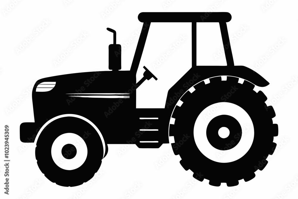 Tractor silhouette vector, old tractor vector silhouette illustration Tractor silhouette vector, old tractor vector silhouette illustration