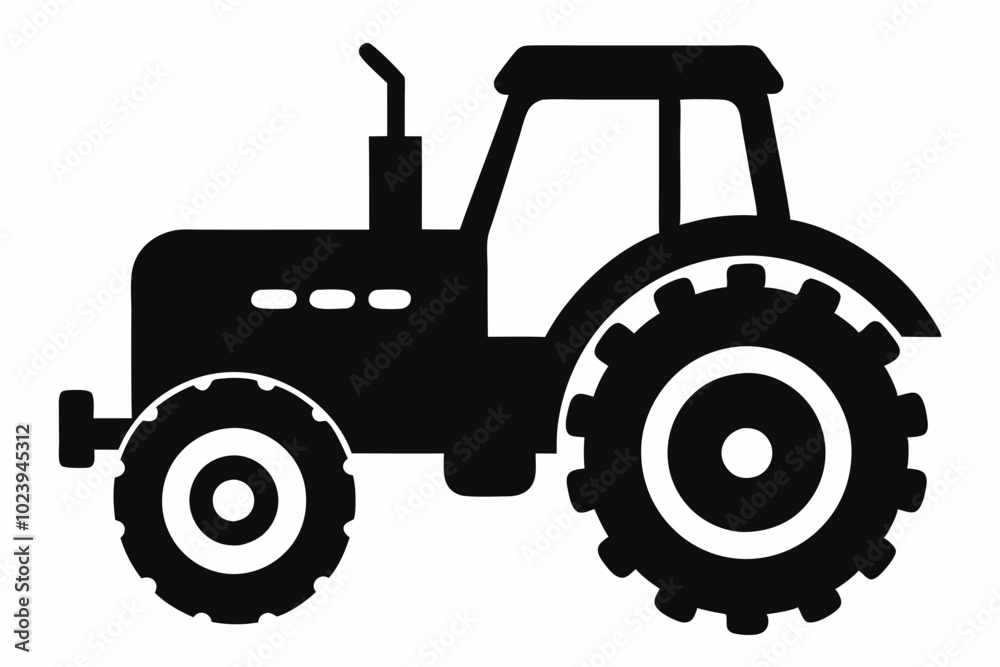 Tractor silhouette vector, old tractor vector silhouette illustration Tractor silhouette vector, old tractor vector silhouette illustration