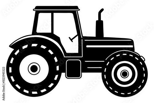 Tractor silhouette vector, old tractor vector silhouette illustration