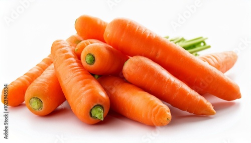 Pile of baby carrots isolated on white background