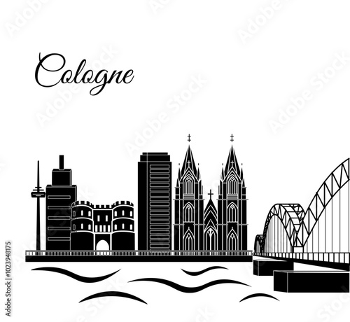 illustration in style of flat design on the theme of Cologne.