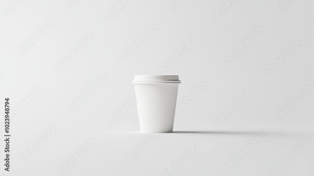 Minimalist Elegance: A Stunning White Coffee Cup That Captivates with Its Timeless Design Against a Soft, Neutral Background Minimalist Elegance: A Stunning White Coffee Cup That Captivates with Its Timeless Design Against a Soft, Neutral Background