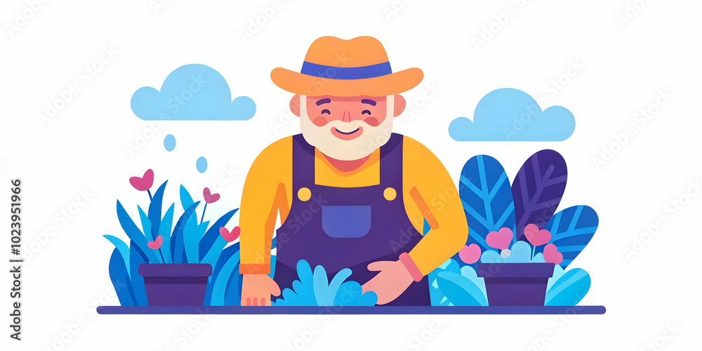 Senior Man Gardening Close Up on Plain Background with Copy Space - Joy and Satisfaction in Nurturing Nature | Stock Photo Concepts Senior Man Gardening Close Up on Plain Background with Copy Space - Joy and Satisfaction in Nurturing Nature | Stock Photo Concepts
