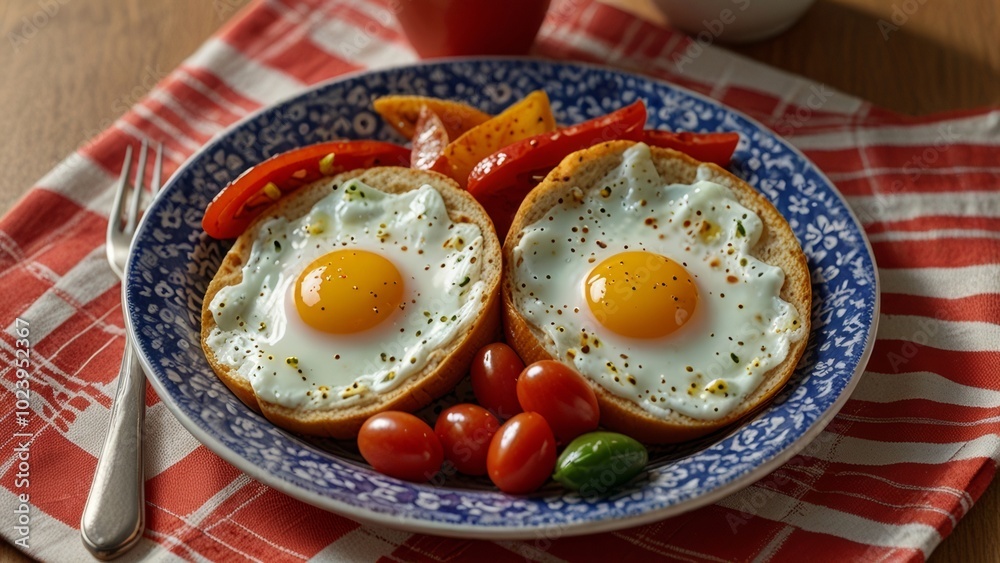 Lightning sunny side up eggs bell pepper strips Lightning sunny side up eggs bell pepper strips