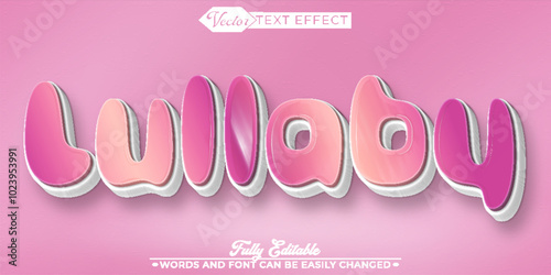 Cute Cartoon Pink Lullaby Vector Editable Text Effect Template