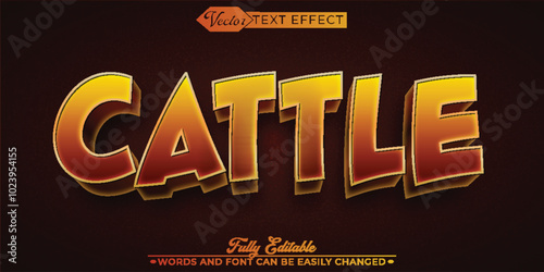 Cattle Vector Editable Text Effect Template