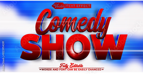 Red Cartoon Comedy Show Editable Text Effect Template