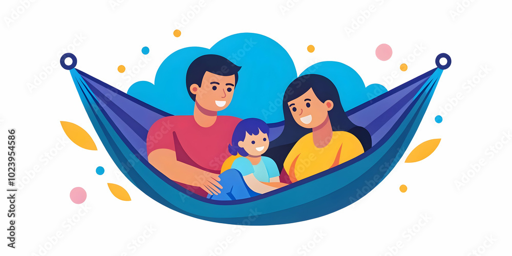 Family Relaxing in Backyard Hammock: Candid Shot for Advertising with Copy Space, Perfect for Family-Focused Promotions and Peaceful Weekend Moments Family Relaxing in Backyard Hammock: Candid Shot for Advertising with Copy Space, Perfect for Family-Focused Promotions and Peaceful Weekend Moments